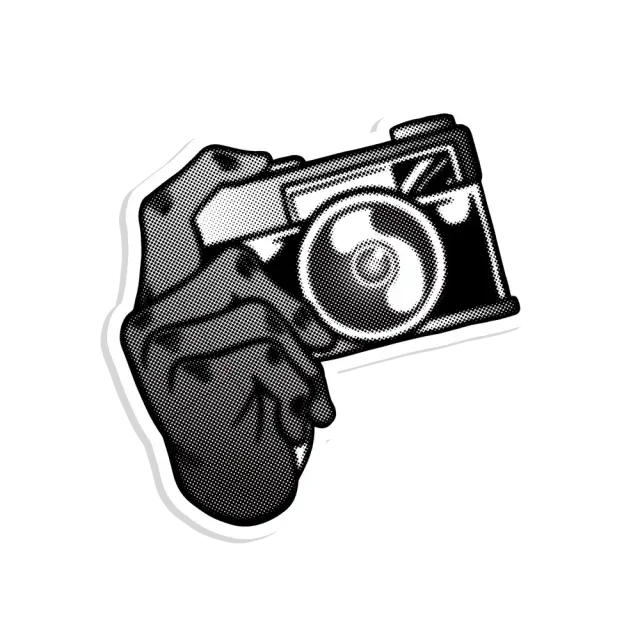 Verpixelte Schwarz-Weiß-Kamera Sticker