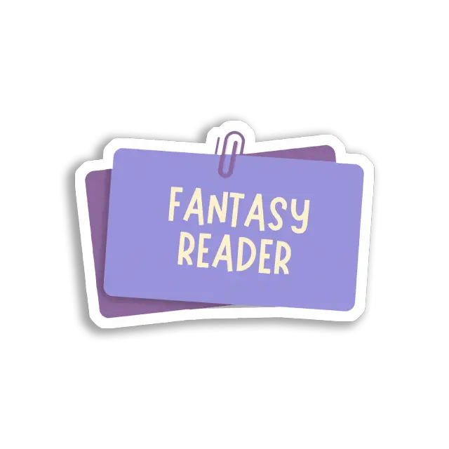 Pegatina Lector de fantasía en nota morada