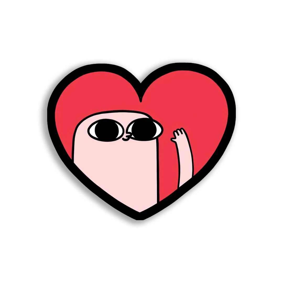 Big Eyed Heart Waving Hello Sticker