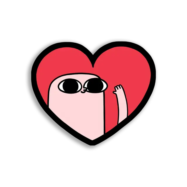 Big Eyed Heart Waving Hello Sticker