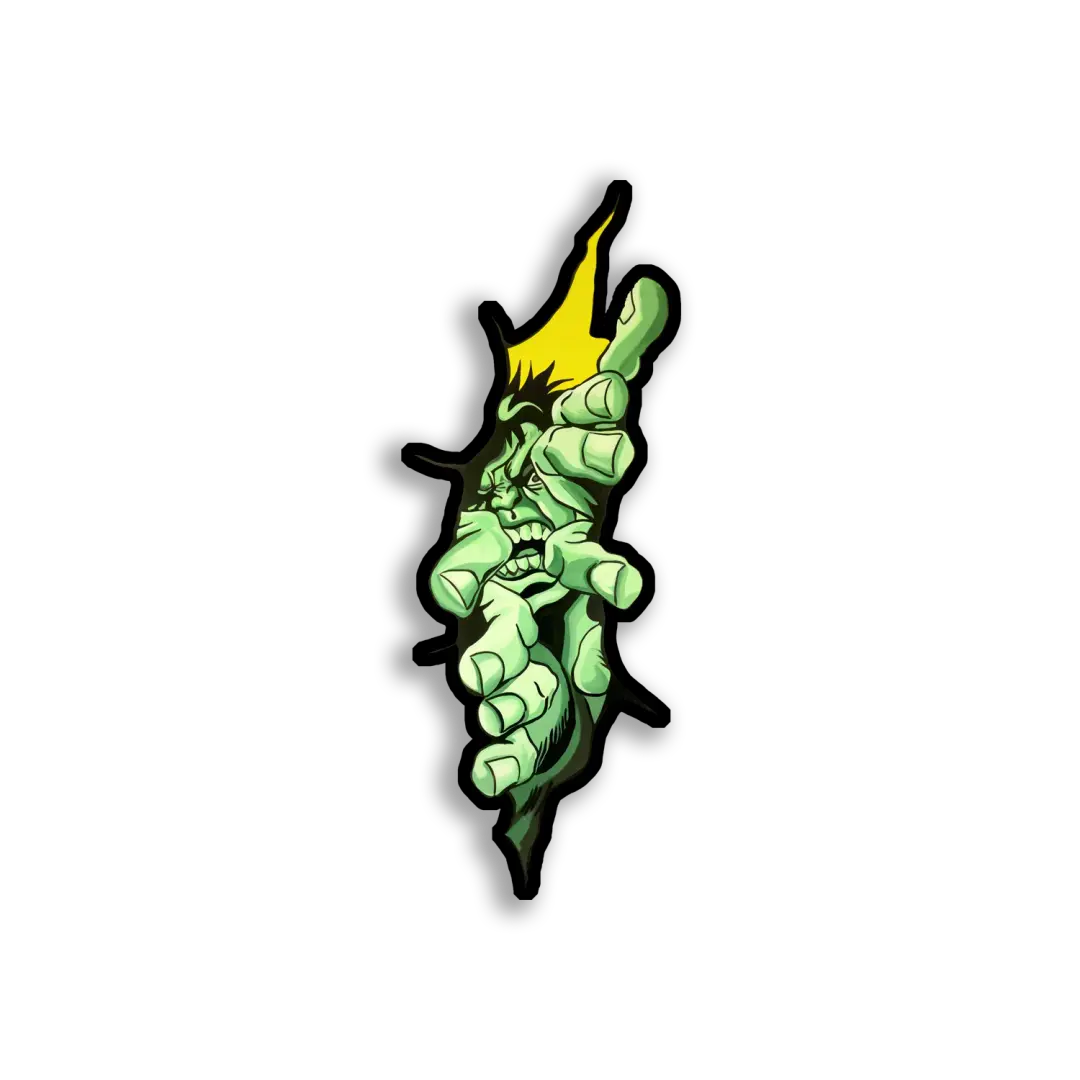 Grünes Monster bricht durch Sticker