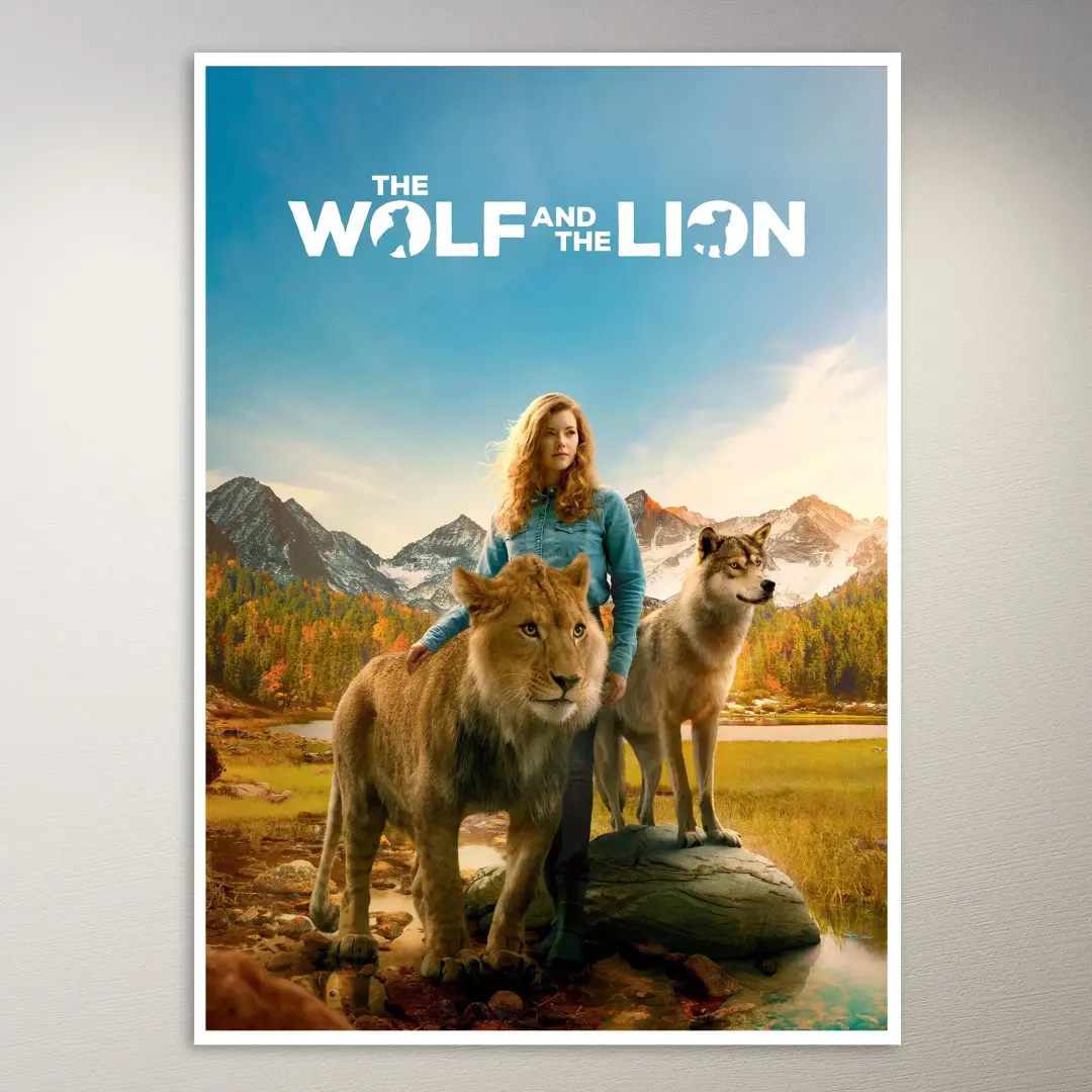 Mädchen mit Wolf und Löwe Poster