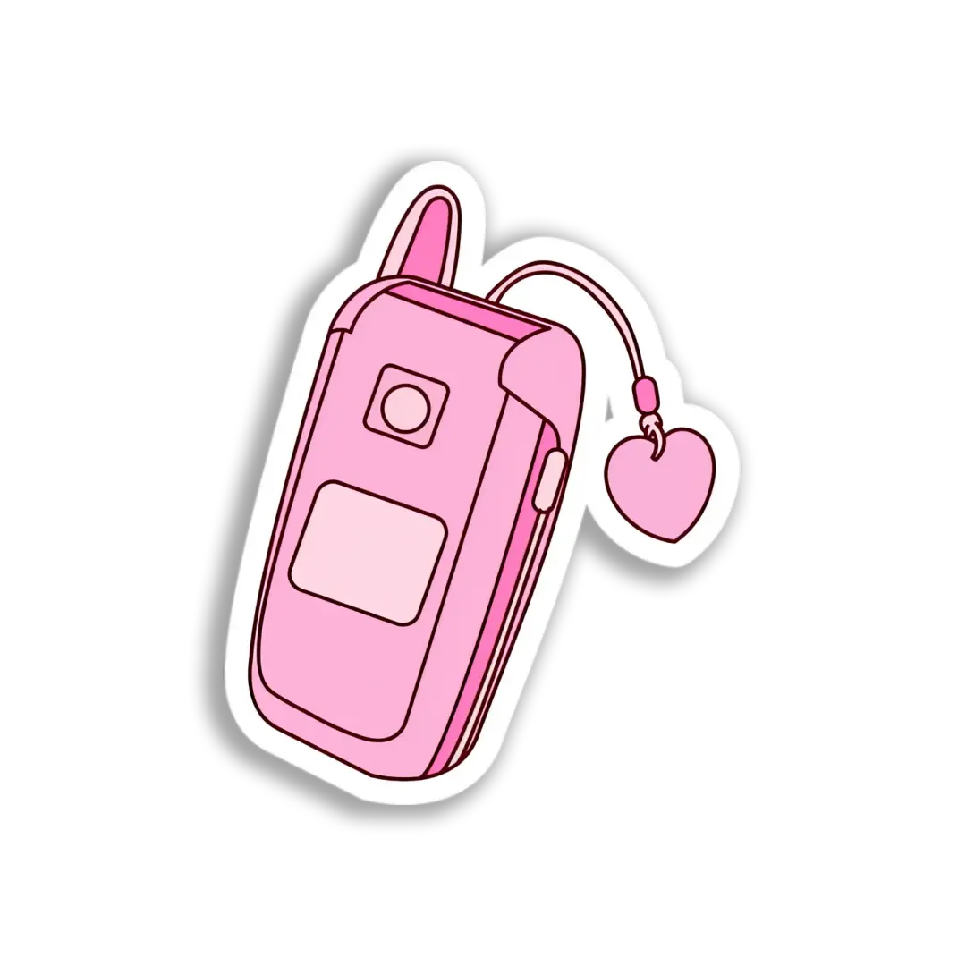 Pink Cell Phone Charm Sticker