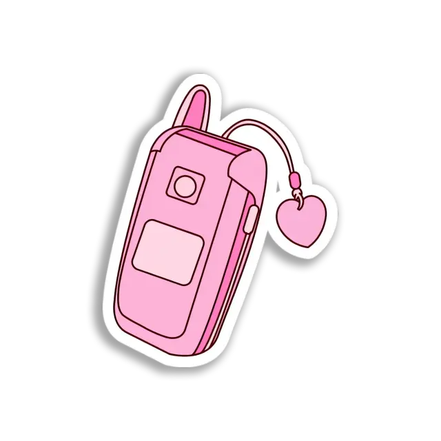 Pink Cell Phone Charm Sticker