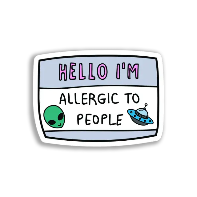 Alien Allergy Name Tag Sticker