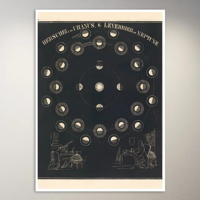 Uranus, Neptune (1850) Astronomy Poster
