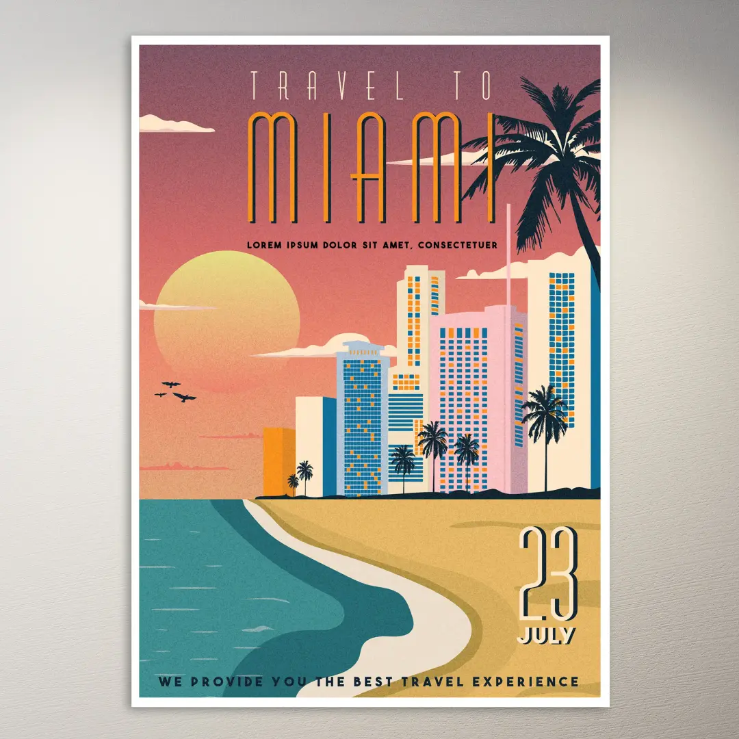 Póster vintage Viaja a Miami