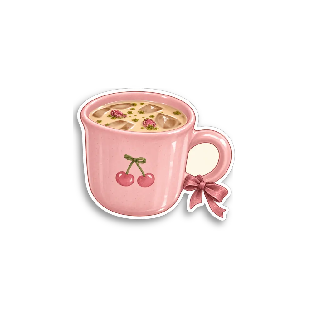 Rosa Milchtee-Becher Sticker