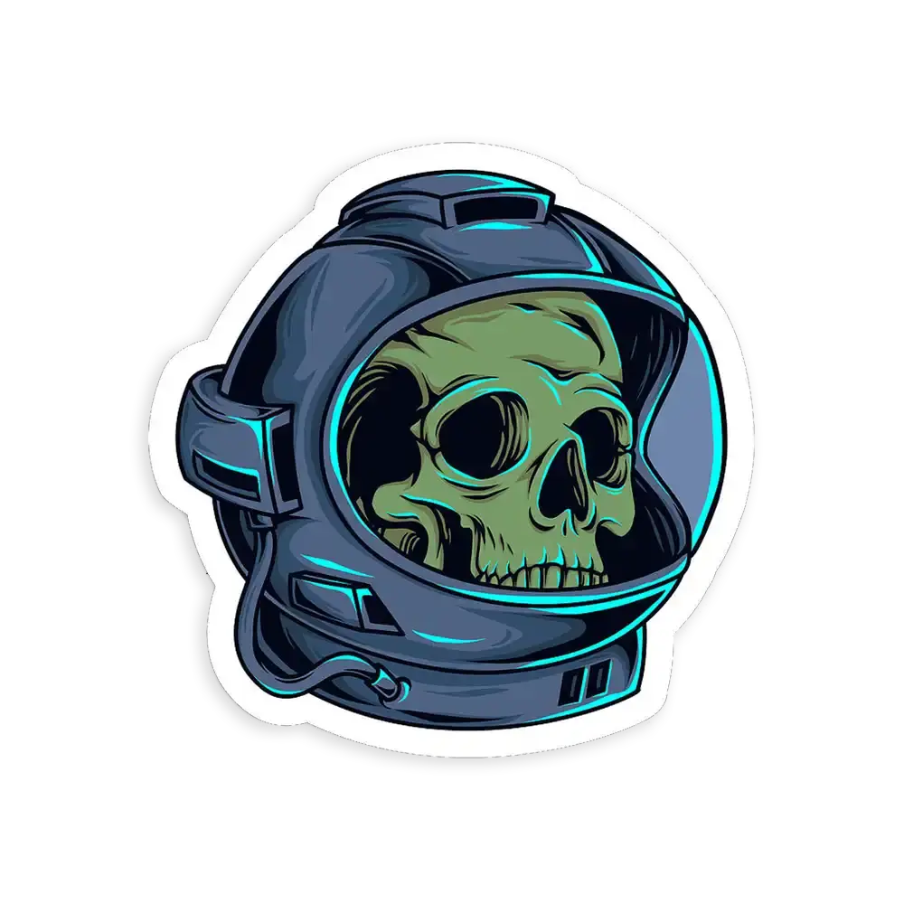 Pegatina de calavera con casco de astronauta