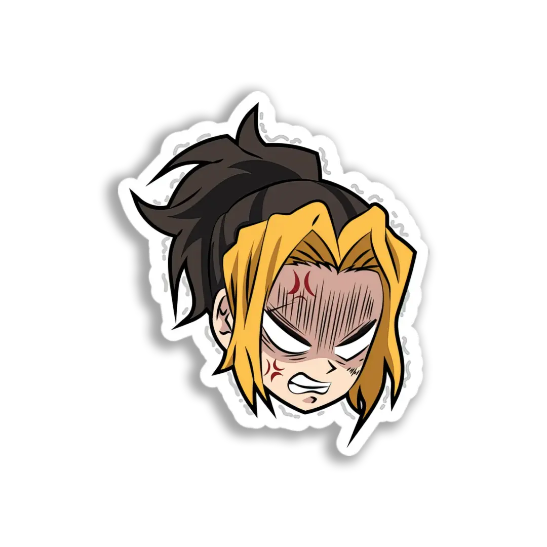 Angry Anime Boy Head Sticker
