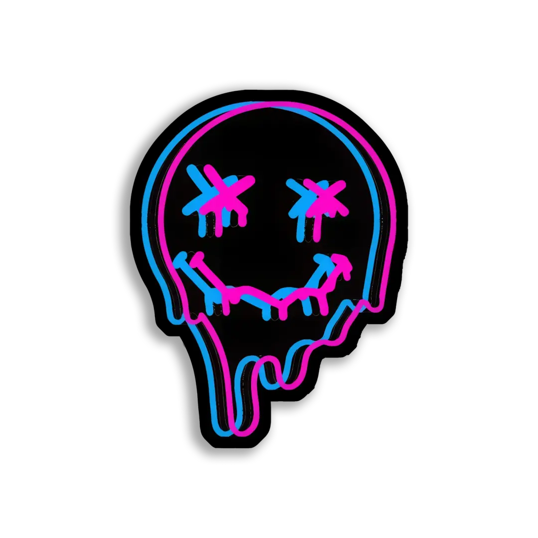 Melting Neon Smiley Face Sticker