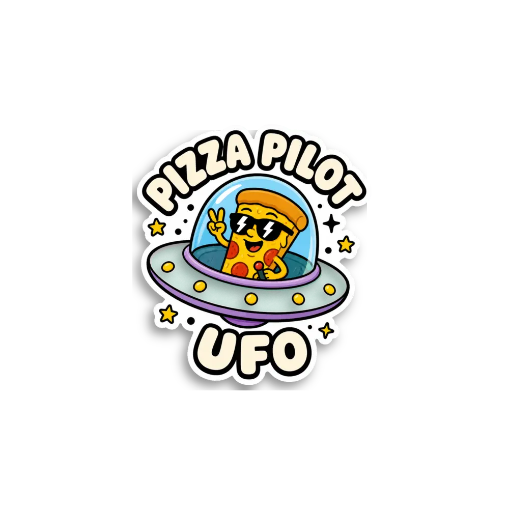 Pizza-Pilot UFO Variante 2 Sticker