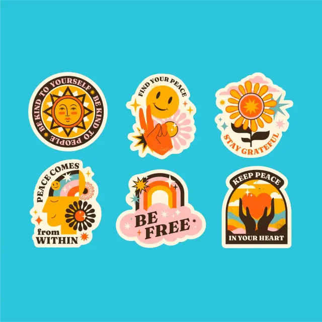 Retro Peace Day Stickers