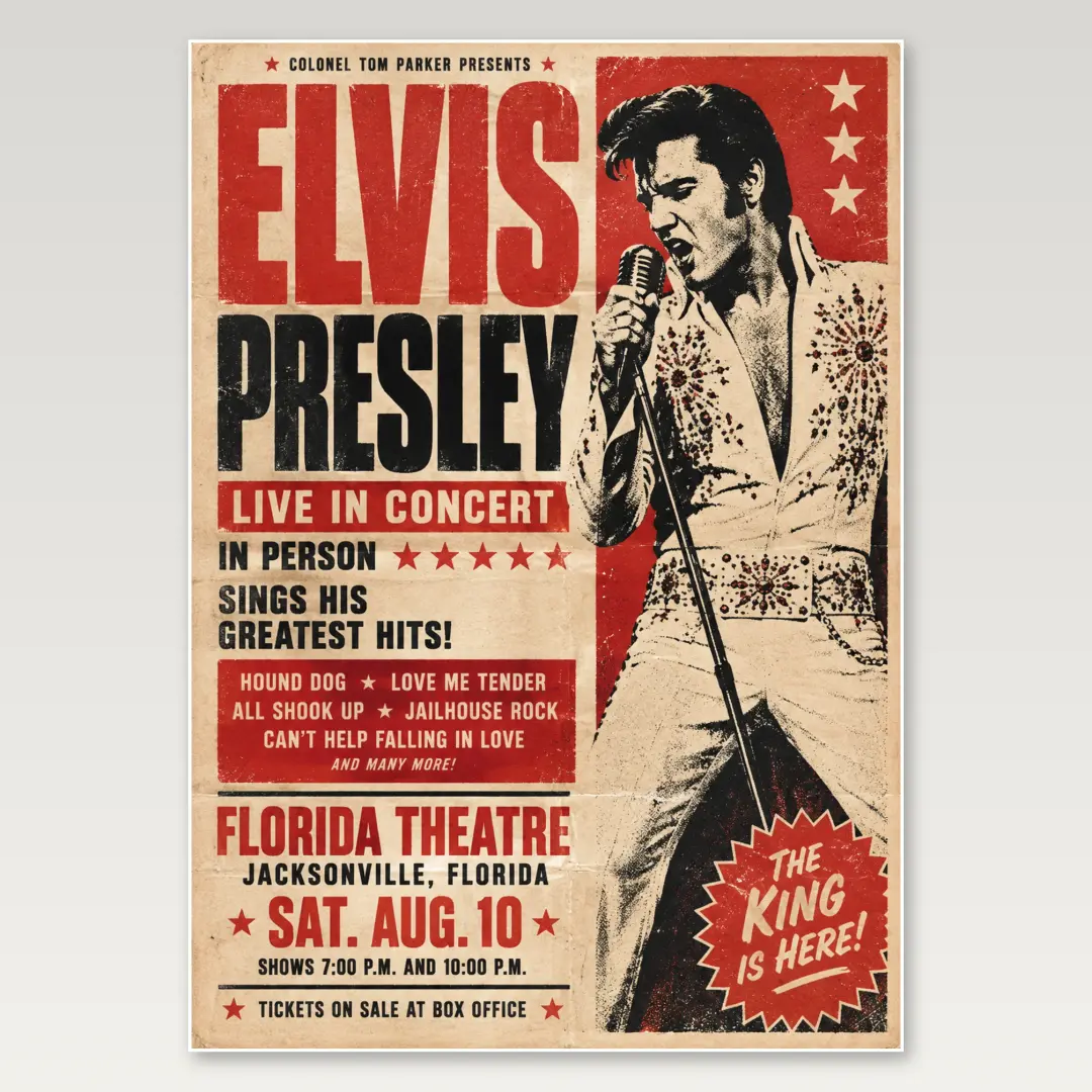 ملصق فني Elvis Presley بالمسرح A4