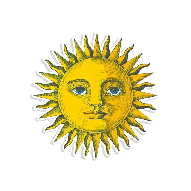 Pegatina de sol sonriente