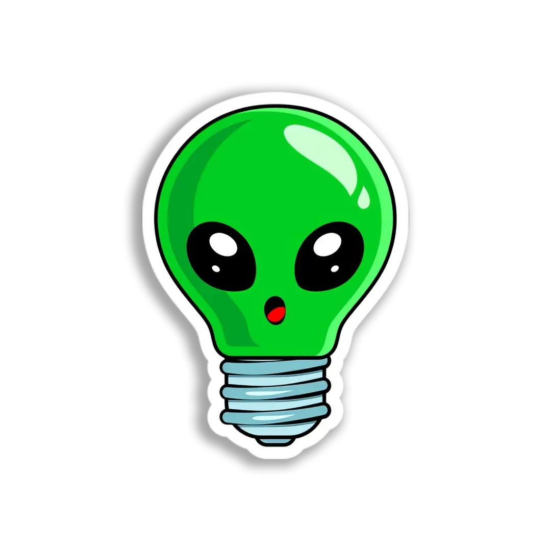 Green Alien Bulb Sticker