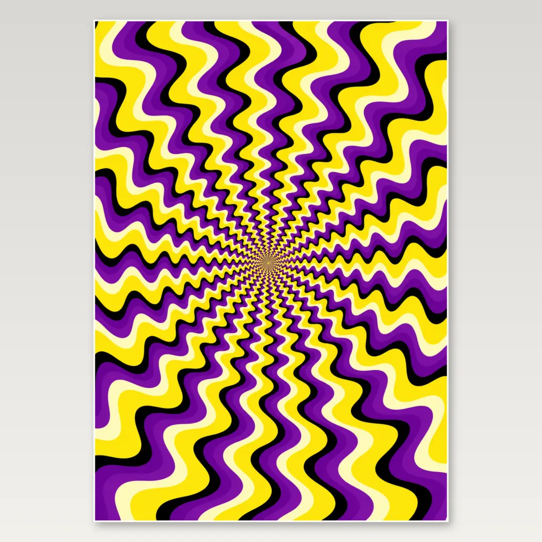 Purple Gold Wavy Tunnel A4 Poster