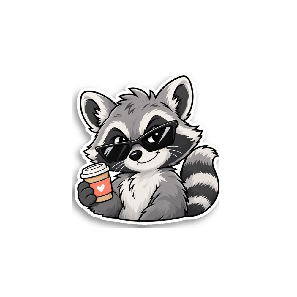 Waschbär mit Kaffee Sticker
