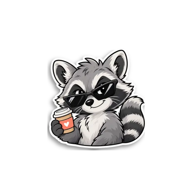 Waschbär mit Kaffee Sticker