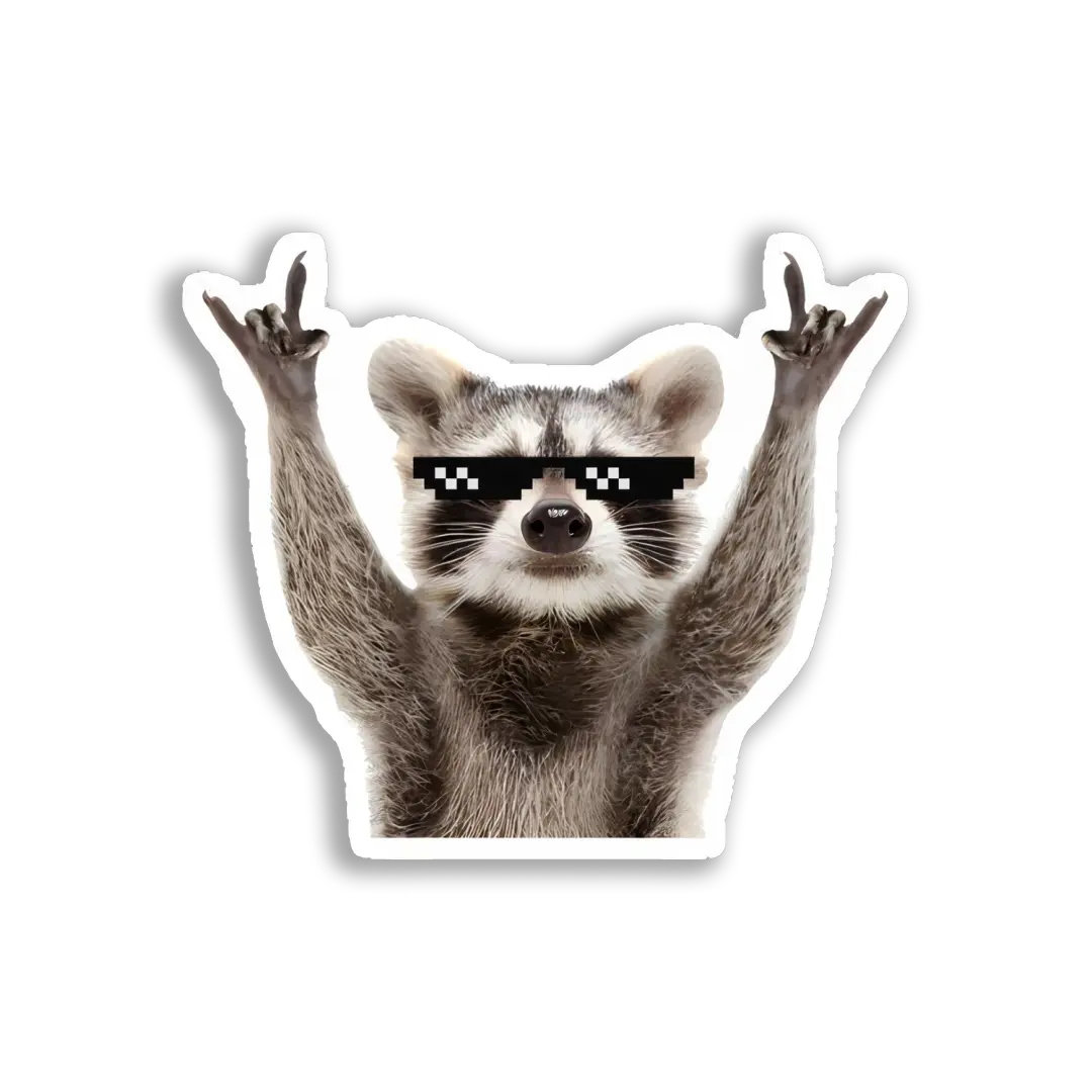 Waschbär rockt mit Thug-Life-Brille Sticker