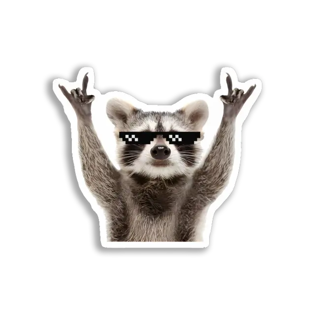 Raccoon Rocking Out With Thug Life Glasses Sticker