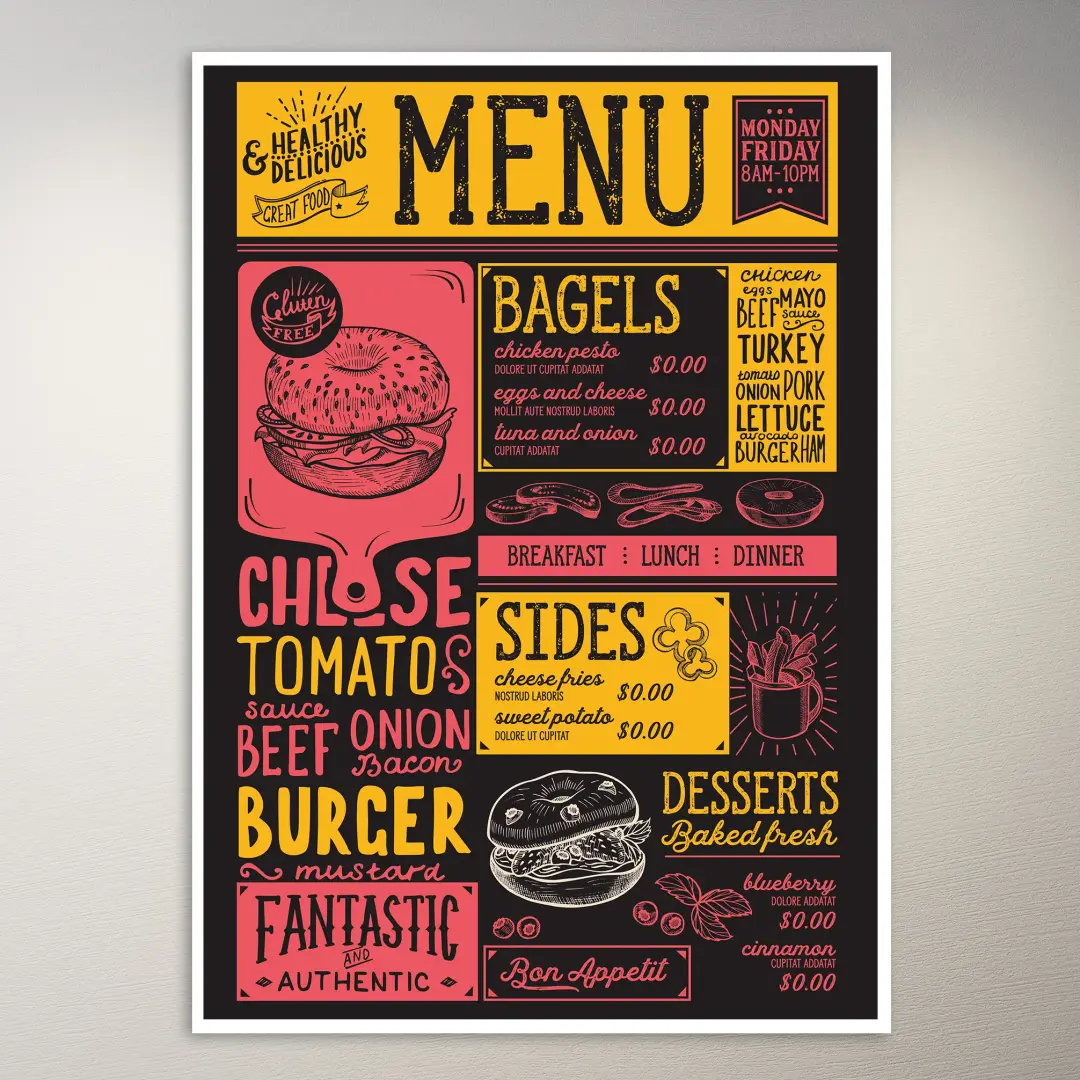 Vintage Bagel-Menü-Poster