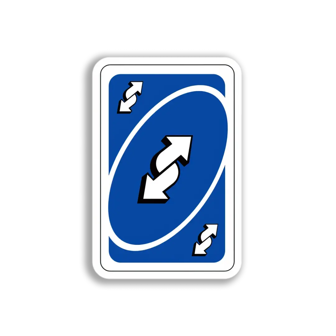 Blue Reverse Uno Card Sticker