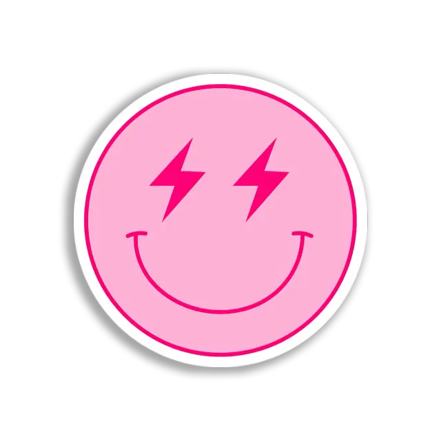 Pink Lightning Smiley Sticker
