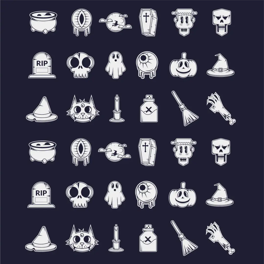 Halloween Silhouettes Stickers Set