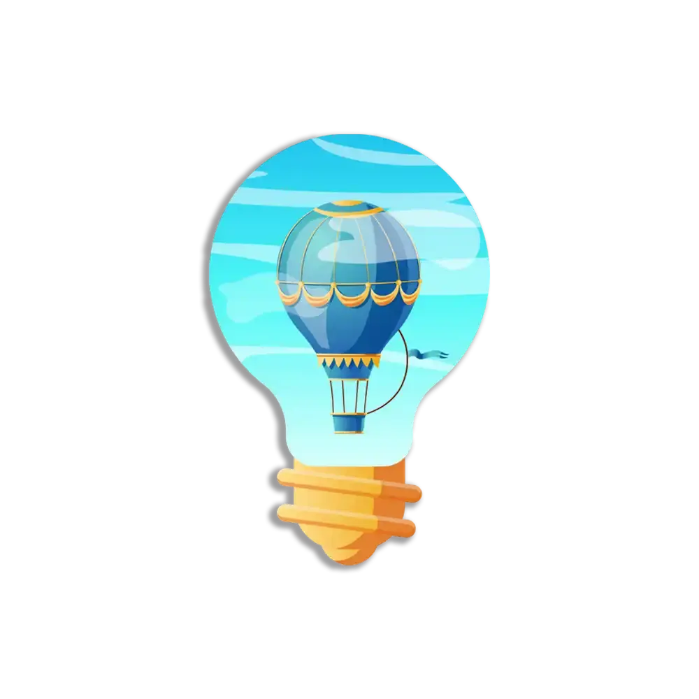 Air Balloon in Light Bulb Sticker