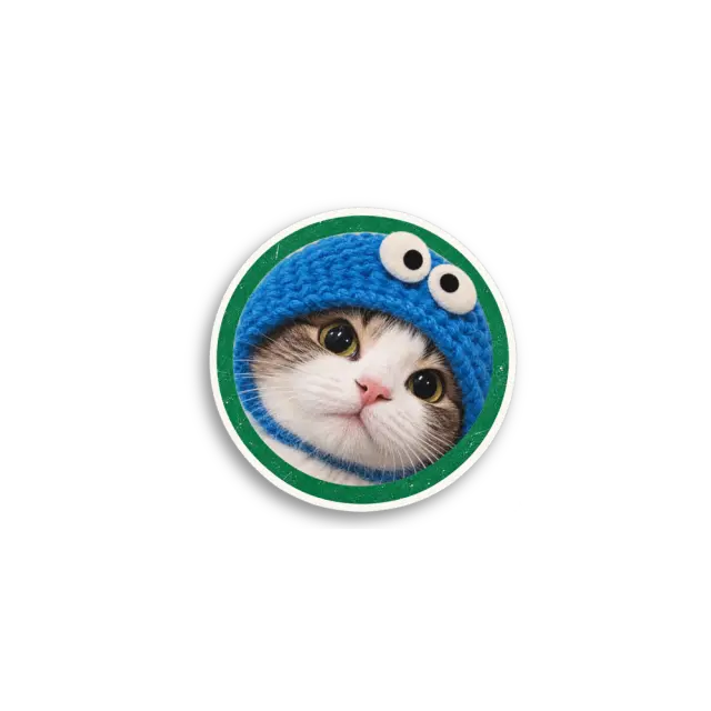 Pegatina de gato en círculo azul