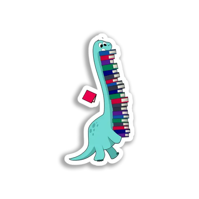 Dino Carrying Books Sticker