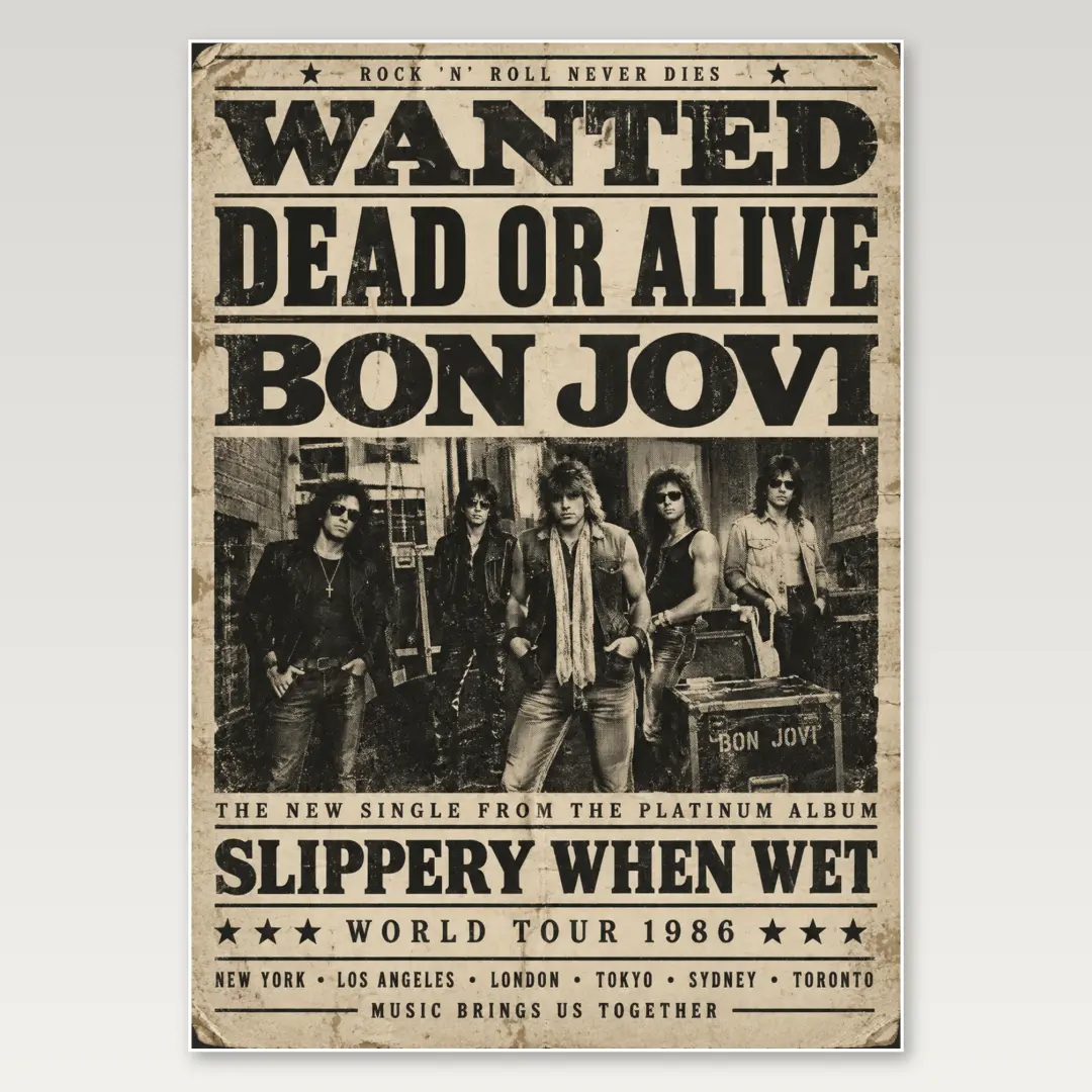 Wanted Dead or Alive Bon Jovi A4 Poster