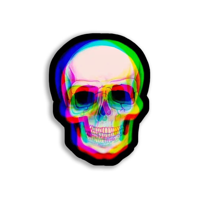Rainbow Skull on Black Background Sticker