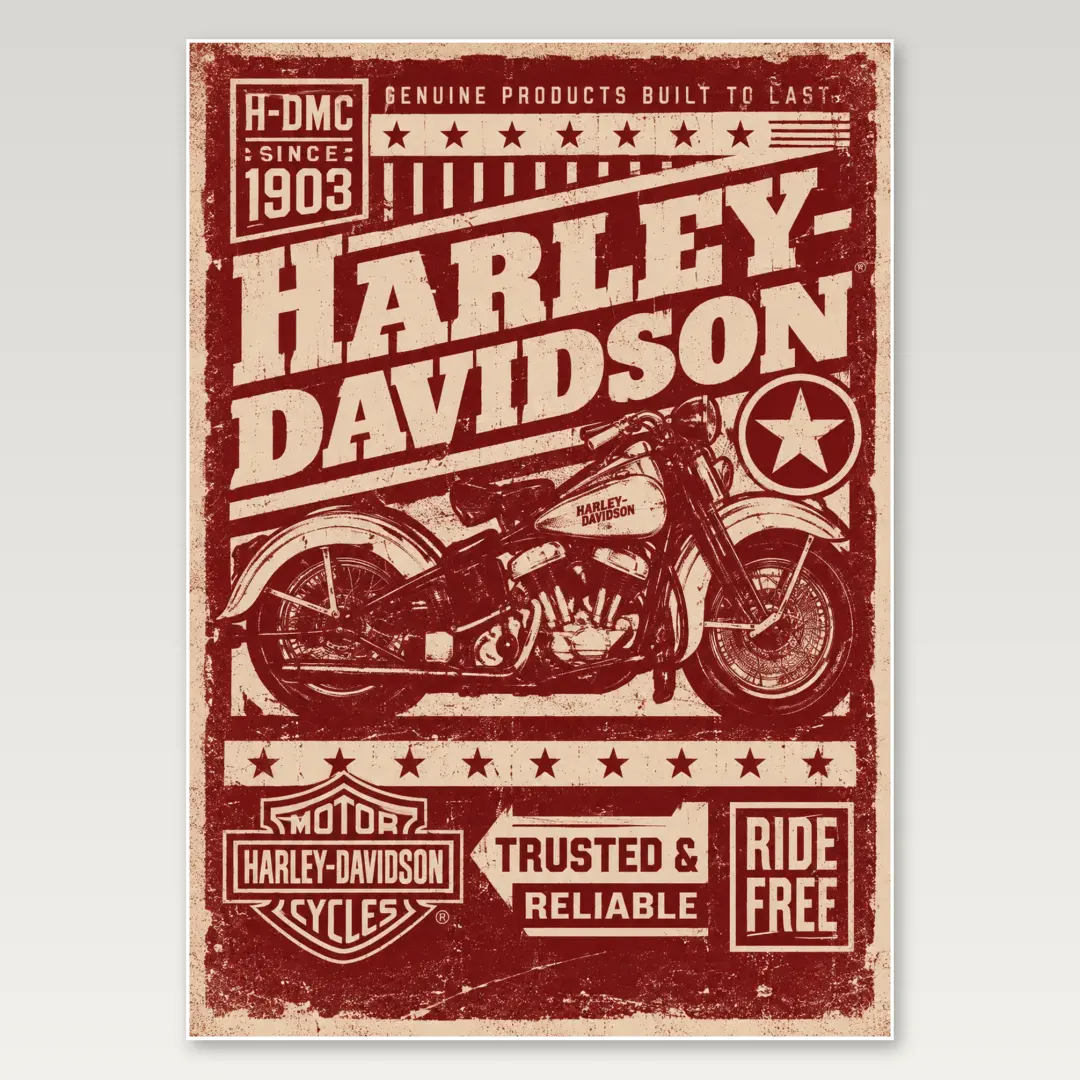 Harley Davidson Heritage A4 Poster