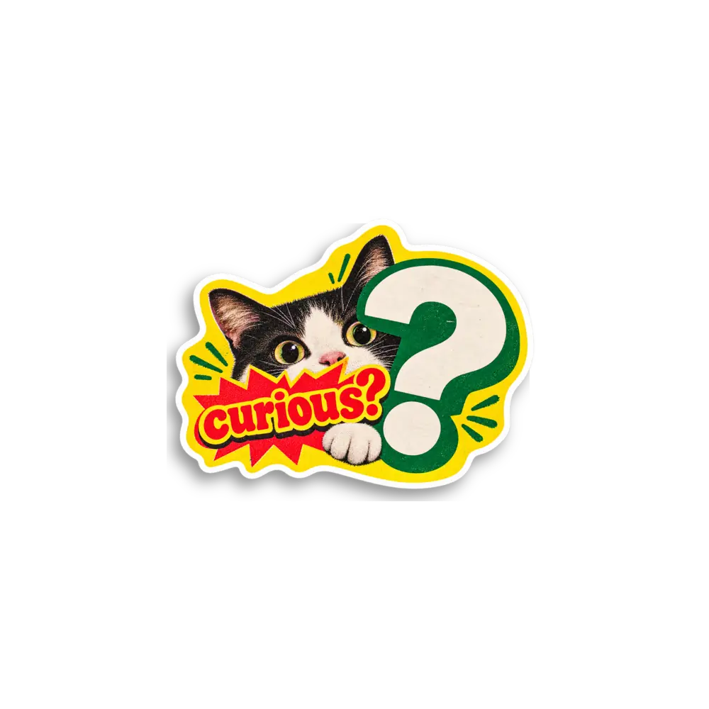 Green Question Cat Sticker