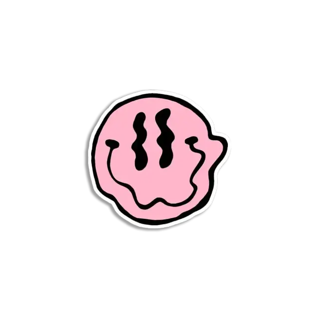 Pink Smiley Trippy Sticker