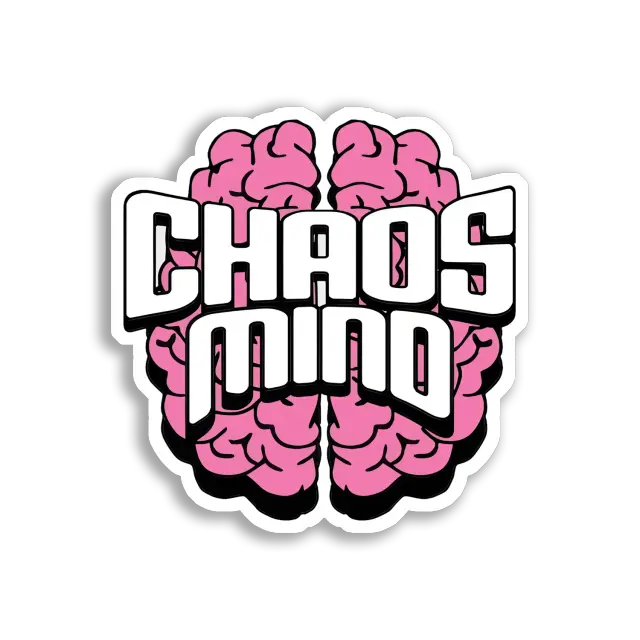 Chaos im Kopf – rosa Gehirn Meme-Sticker