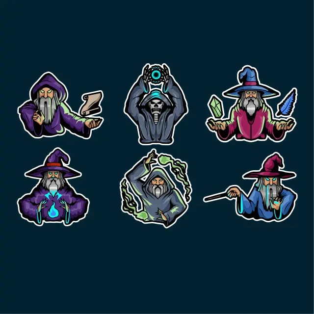 Pegatinas de mago gamer