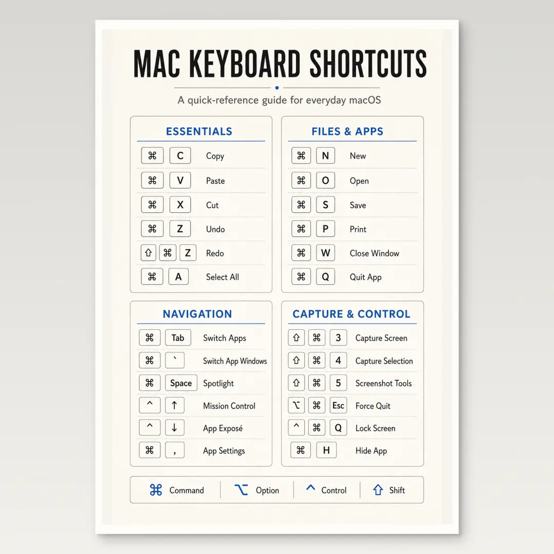 Mac Keyboard Shortcuts Poster