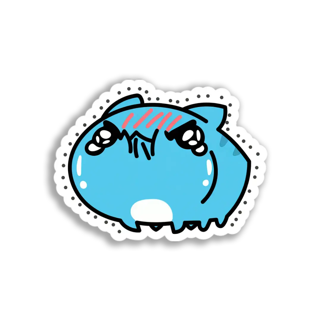 Angry Blue Cat Sticker