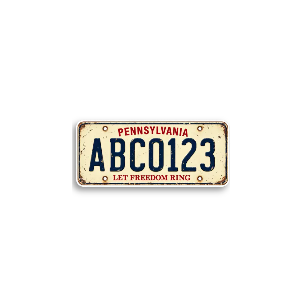 Pennsylvania ABC0123 Nummernschild-Sticker