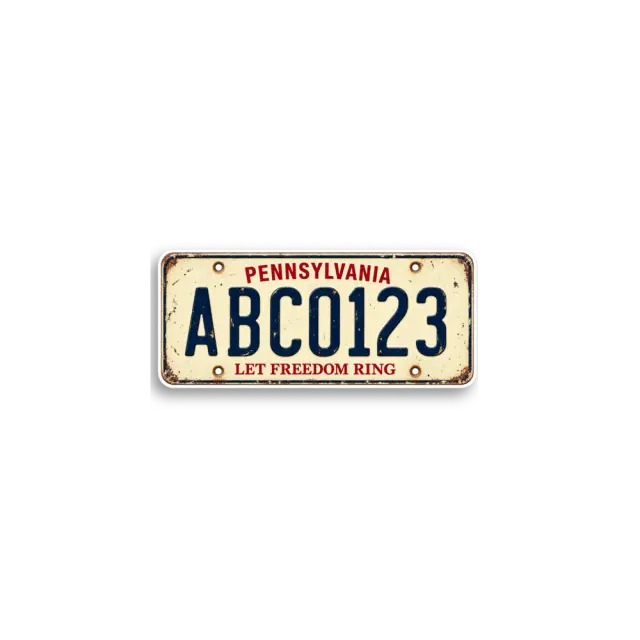 Pennsylvania ABC0123 Plate Sticker