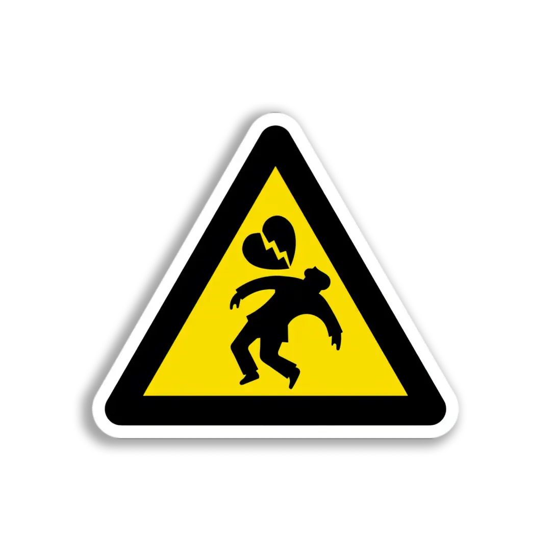 Gebrochenes Herz Warn-Sticker
