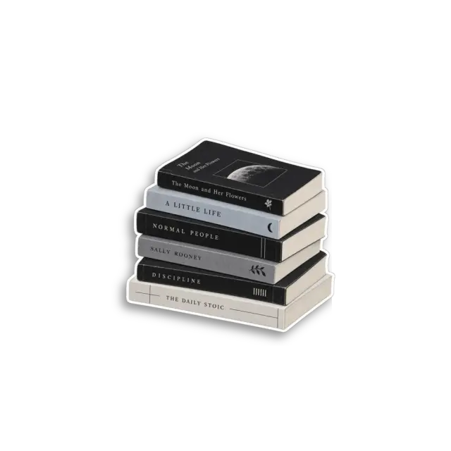 Dark Book Stack Sticker