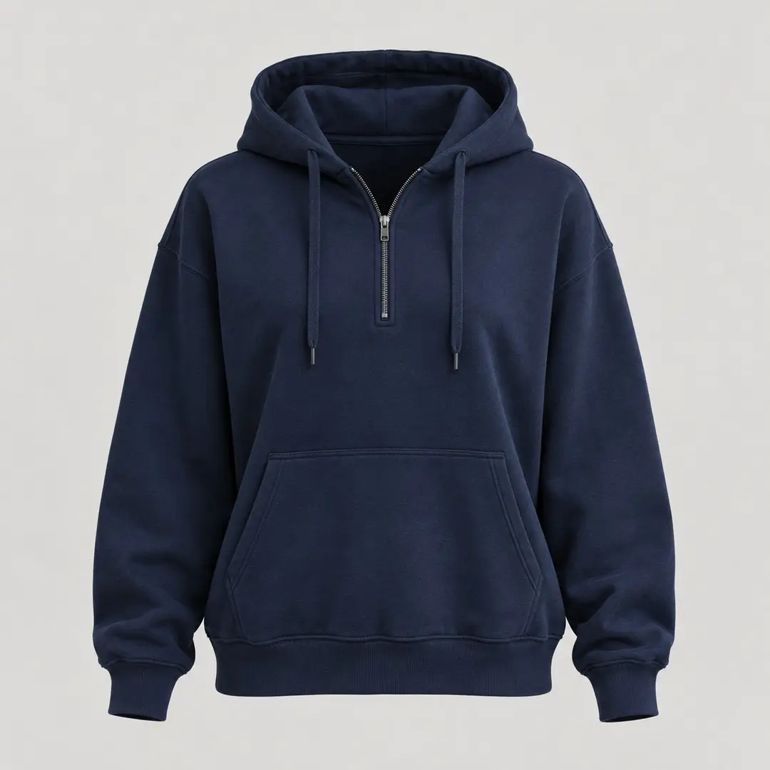 Junk Boat Half-Zip Hoodie in Navy