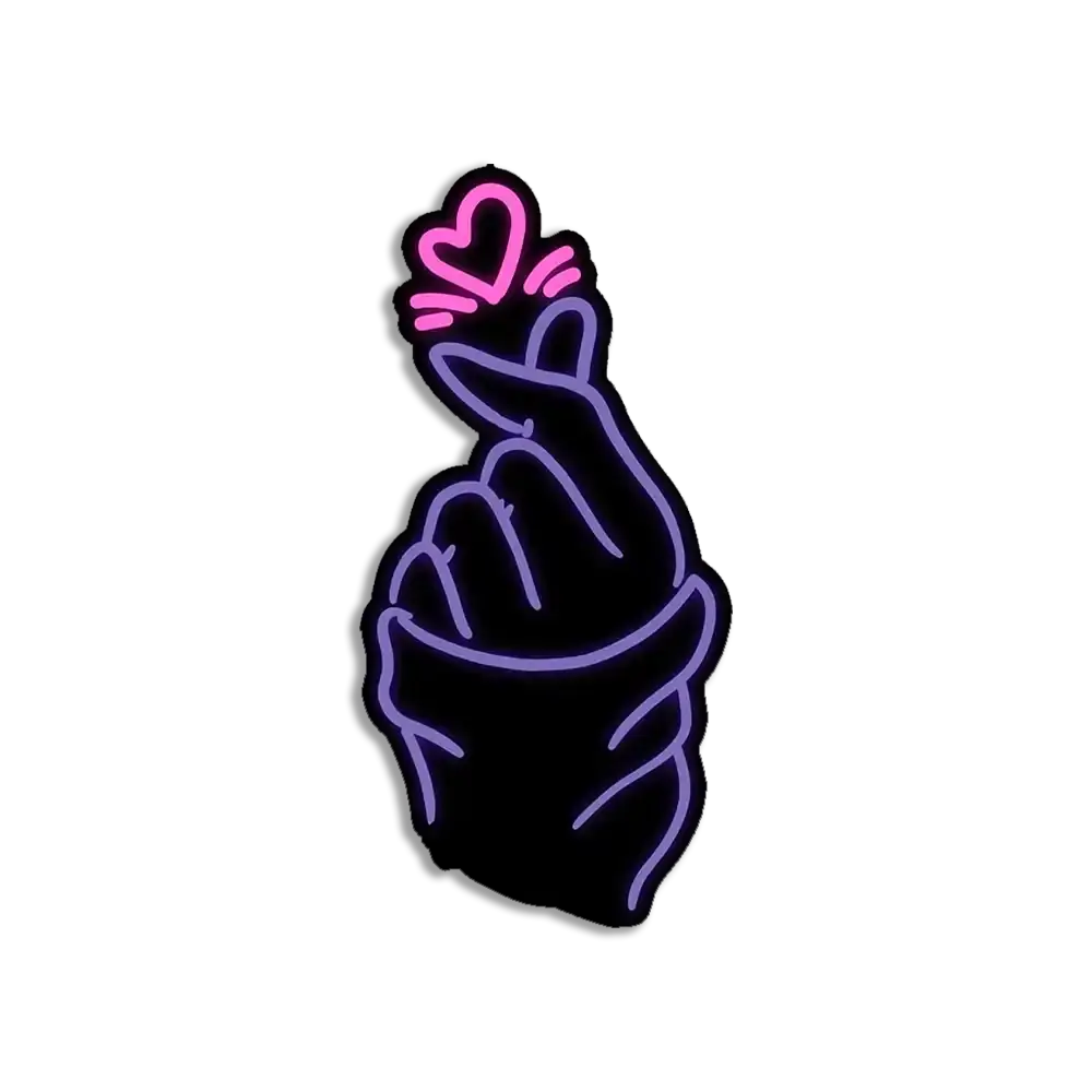Neon Saranghae Fingerherz Liebe Sticker