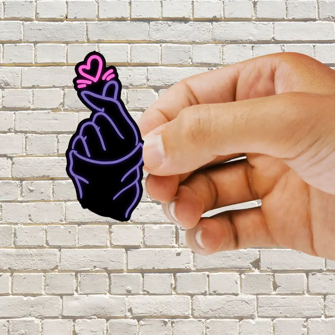Neon Saranghae Fingerherz Liebe Sticker