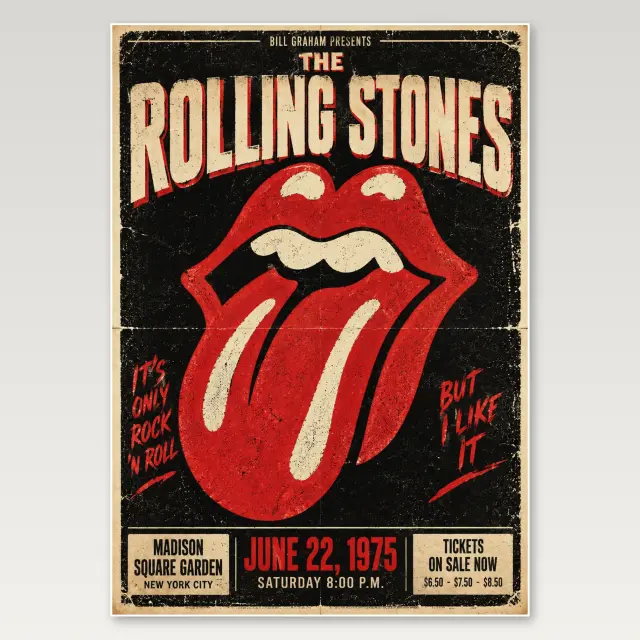 Rolling Stones Zunge 1974 A4-Poster