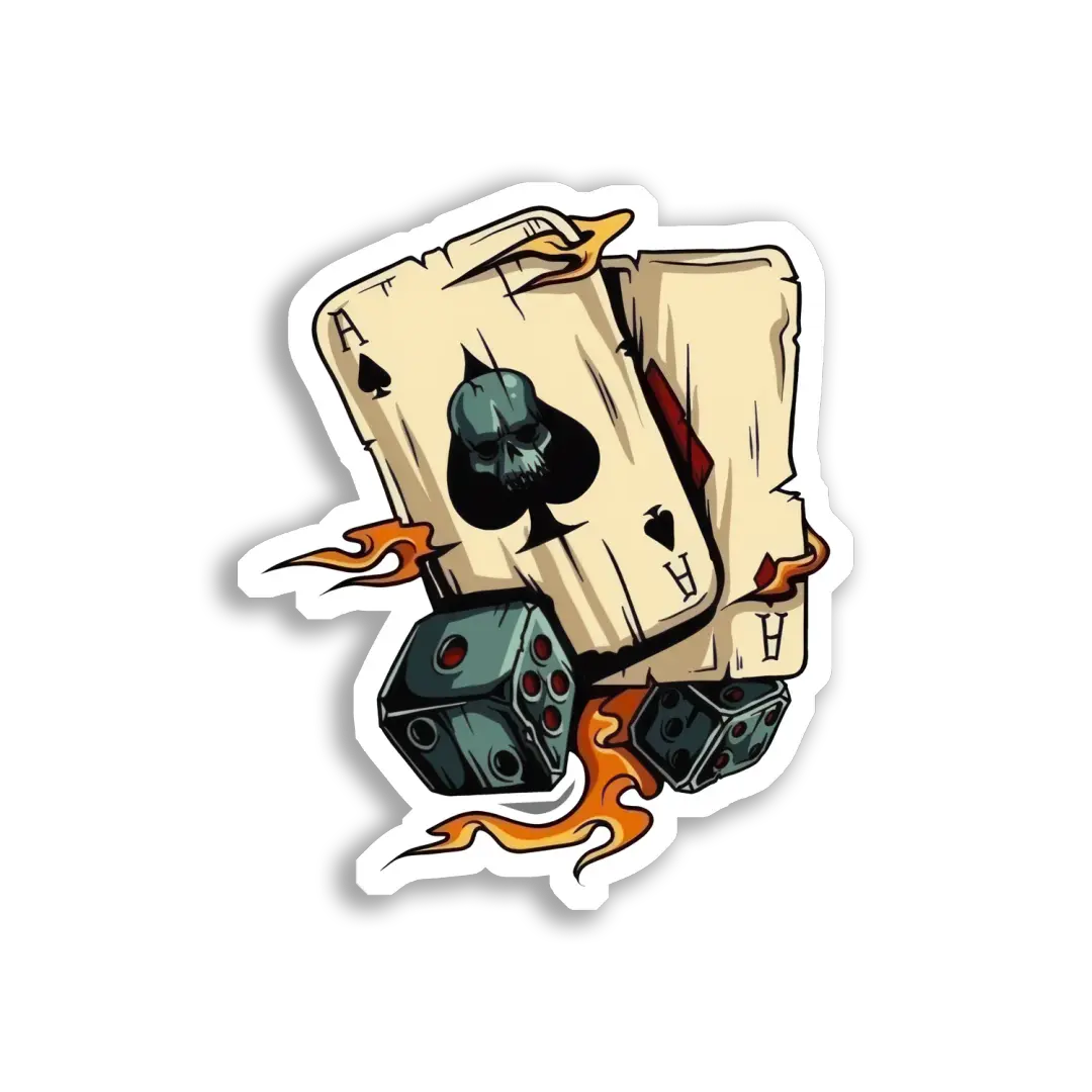 Aces and Dice on Fire Sticker
